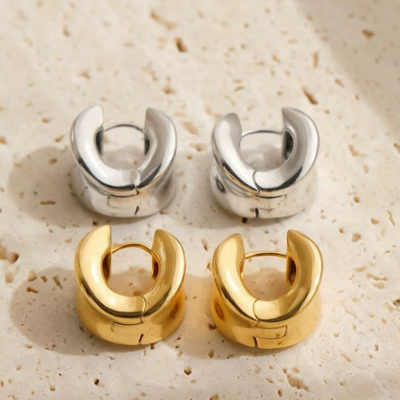 Wideedged Copper Geometric Statement Earrings With Electroplated Finish For Women And Unisex Fashion