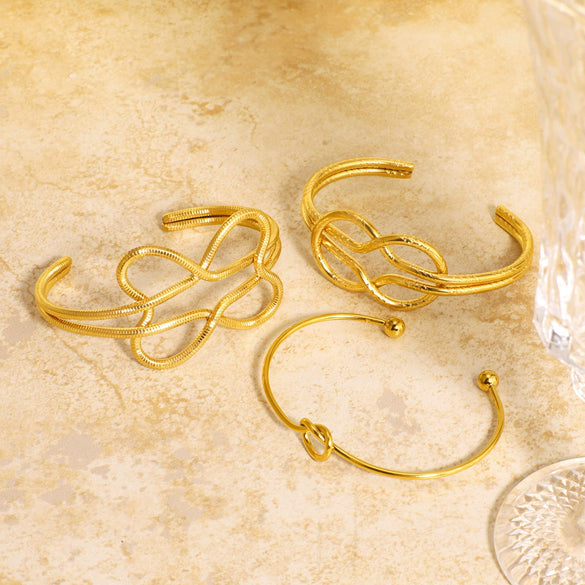 Winding Geometric Stainless Steel Bracelet 18K Vacuum Plated In Furnace Retro Simple Niche Jewelry