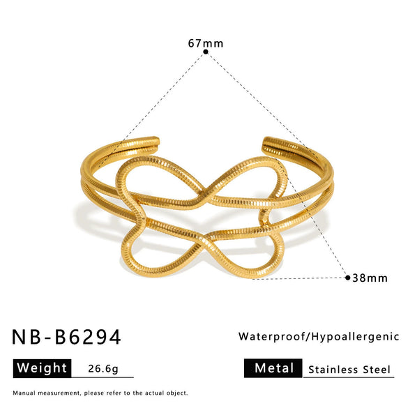 Winding Geometric Stainless Steel Bracelet 18K Vacuum Plated In Furnace Retro Simple Niche Jewelry
