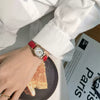 Wine Barrel Quartz Watch Alloy Oval Dial Imitation Leather Strap Stainless Steel Clasp For Female Students