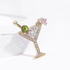 Wine Glass Brooch Alloy Crystal Diamond Geometric Light Luxury Electroplated Clothing Accessories