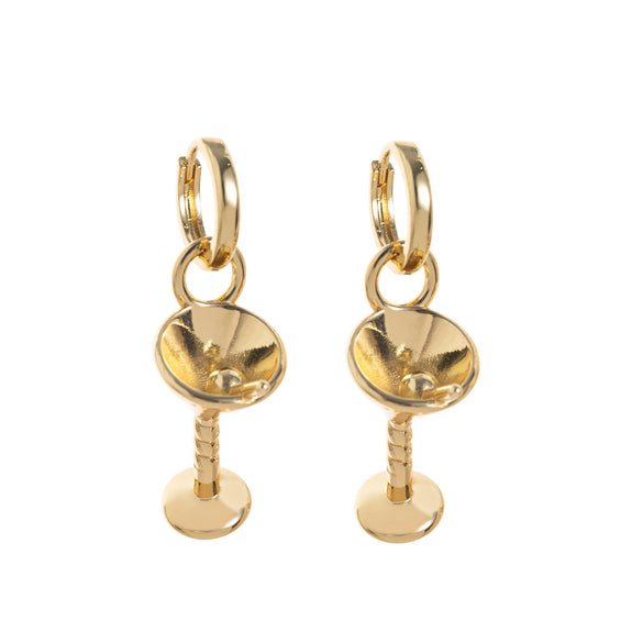 Wine Glass Fruit Pattern Copper Earrings With Electroplating And Old Money Style