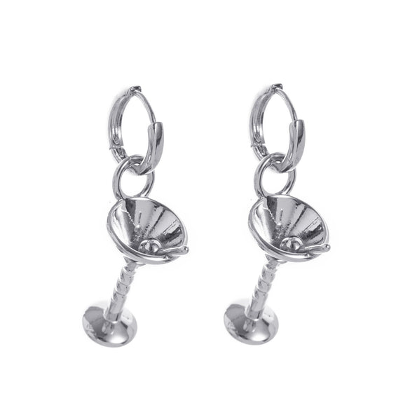 Wine Glass Fruit Pattern Copper Earrings With Electroplating And Old Money Style