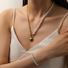 Winter Titanium Steel Necklace Bracelet Suit With Geometric Pattern For Women