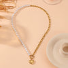 Winter Titanium Steel Necklace Bracelet Suit With Geometric Pattern For Women