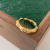 Wiredrawing Bamboo Copper Ring With Geometric Pattern Diamondencrusted Electroplated Open Design For Women Highend Sense