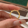 Wiredrawing Bamboo Copper Ring With Geometric Pattern Diamondencrusted Electroplated Open Design For Women Highend Sense