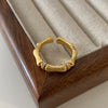 Wiredrawing Bamboo Copper Ring With Geometric Pattern Diamondencrusted Electroplated Open Design For Women Highend Sense