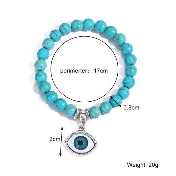 Women Beaded Turquoise Bracelet Handmade Geometric Style