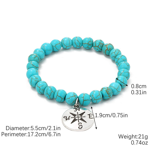 Women Beaded Turquoise Bracelet Handmade Geometric Style