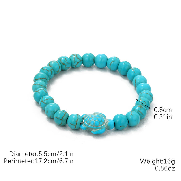Women Beaded Turquoise Bracelet Handmade Geometric Style