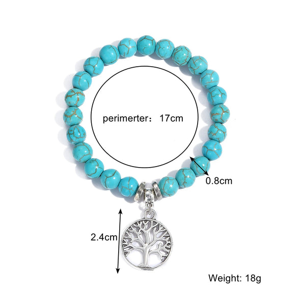 Women Beaded Turquoise Bracelet Handmade Geometric Style