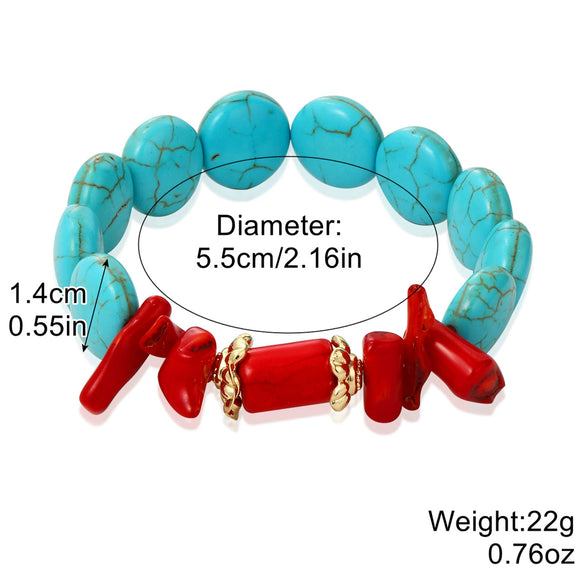 Women Beaded Turquoise Bracelet Handmade Geometric Style