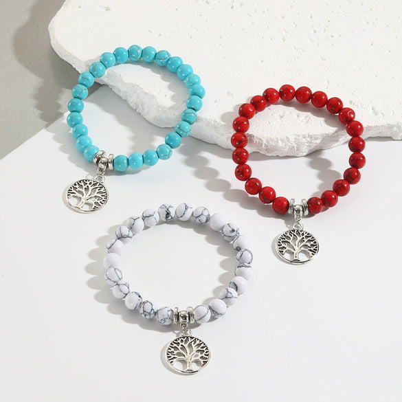 Women Beaded Turquoise Bracelet Handmade Geometric Style