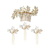 Women Bridal Hairpin Comb Set Alloy Rhinestone Handmade Flower Pearl Hair Accessories Wedding Headdress
