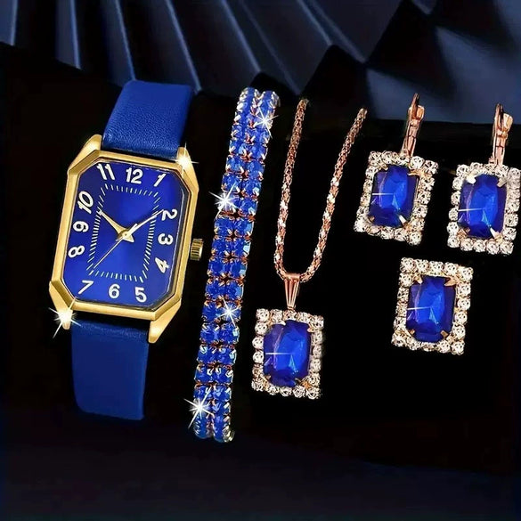 Women Casual Fashion Square Quartz Watch Leather Pu Stainless Steel