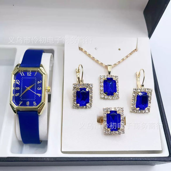 Women Casual Fashion Square Quartz Watch Leather Pu Stainless Steel