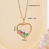 Women Copper Gold Plated Love Bear Pendant Necklace With Heart Shape Geometric Pattern And Mixed Gemstone Inlay