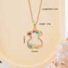 Women Copper Gold Plated Love Bear Pendant Necklace With Heart Shape Geometric Pattern And Mixed Gemstone Inlay