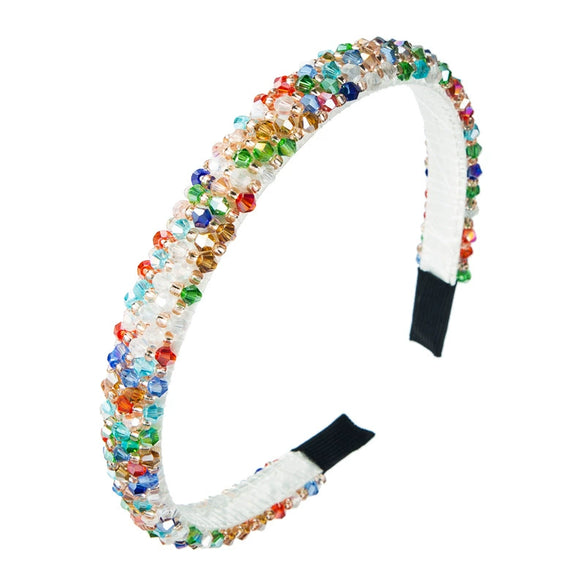 Women Crystal Handmade Beaded Hairband Thin Edge Fashion Simple Pressed Hair Accessory