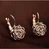 Women Earrings Alloy Gold Inlaid Camellia Hollow Style