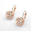 Women Earrings Alloy Gold Inlaid Camellia Hollow Style