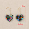 Women Earrings Plastic Resin Heartshaped Sequins Printing Valentine's Day Series