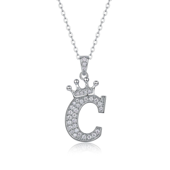 Women Fashion English Alphabet 925 Silver Necklace With Moissanite Inlay And Cross Chain