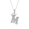 Women Fashion English Alphabet 925 Silver Necklace With Moissanite Inlay And Cross Chain