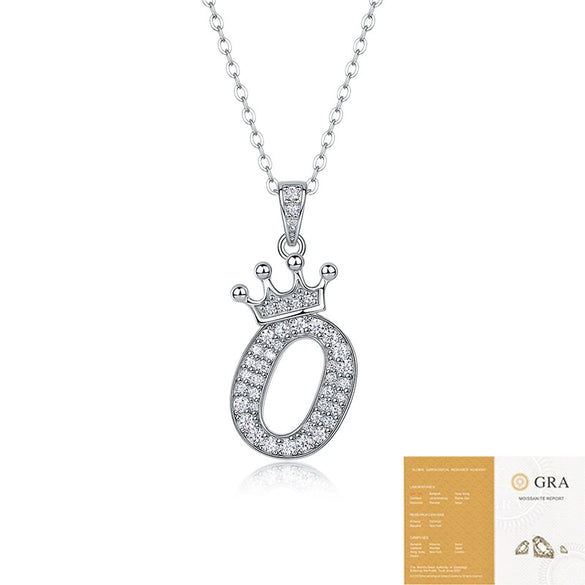 Women Fashion English Alphabet 925 Silver Necklace With Moissanite Inlay And Cross Chain