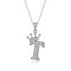 Women Fashion English Alphabet 925 Silver Necklace With Moissanite Inlay And Cross Chain