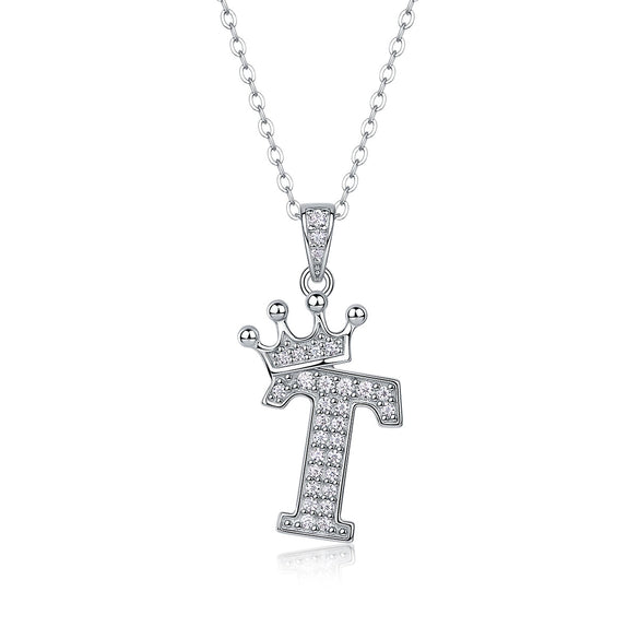 Women Fashion English Alphabet 925 Silver Necklace With Moissanite Inlay And Cross Chain