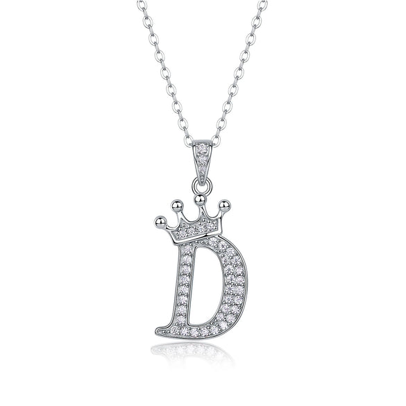 Women Fashion English Alphabet 925 Silver Necklace With Moissanite Inlay And Cross Chain