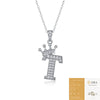 Women Fashion English Alphabet 925 Silver Necklace With Moissanite Inlay And Cross Chain