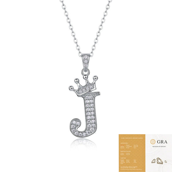 Women Fashion English Alphabet 925 Silver Necklace With Moissanite Inlay And Cross Chain