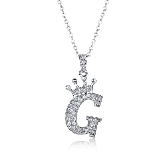 Women Fashion English Alphabet 925 Silver Necklace With Moissanite Inlay And Cross Chain