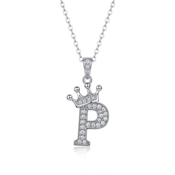 Women Fashion English Alphabet 925 Silver Necklace With Moissanite Inlay And Cross Chain