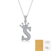 Women Fashion English Alphabet 925 Silver Necklace With Moissanite Inlay And Cross Chain