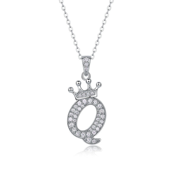 Women Fashion English Alphabet 925 Silver Necklace With Moissanite Inlay And Cross Chain