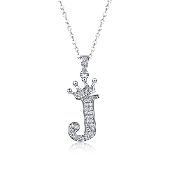 Women Fashion English Alphabet 925 Silver Necklace With Moissanite Inlay And Cross Chain