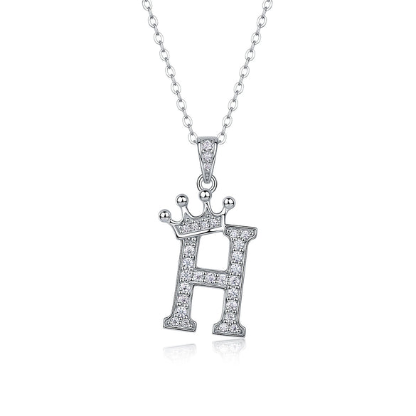 Women Fashion English Alphabet 925 Silver Necklace With Moissanite Inlay And Cross Chain