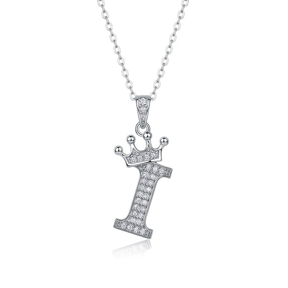 Women Fashion English Alphabet 925 Silver Necklace With Moissanite Inlay And Cross Chain