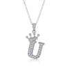 Women Fashion English Alphabet 925 Silver Necklace With Moissanite Inlay And Cross Chain