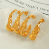 Women Fashion Geometric Pleated Lava Design 316L Stainless Steel Earrings With Electroplating