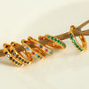 Women Fashion Geometric Round Micro Set Color Zircon 316L Stainless Steel Earrings With Electroplating