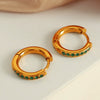 Women Fashion Geometric Round Micro Set Color Zircon 316L Stainless Steel Earrings With Electroplating