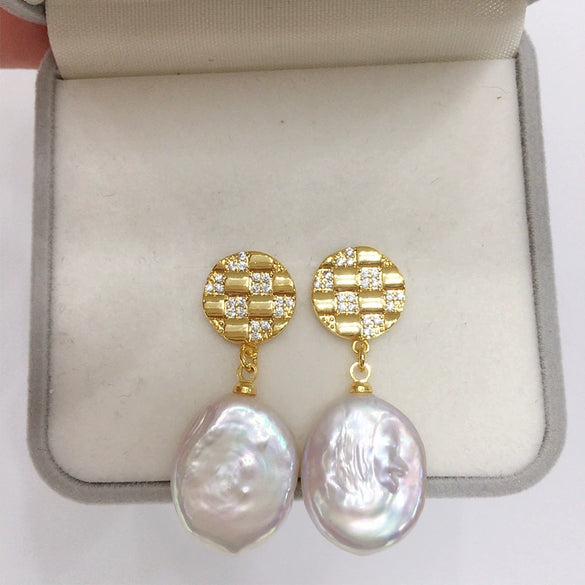Women Fashion Ol Natural Freshwater Baroque Pearl Earrings With S925 Sterling Silver Needle And 18K Goldfilled And Alien Shape