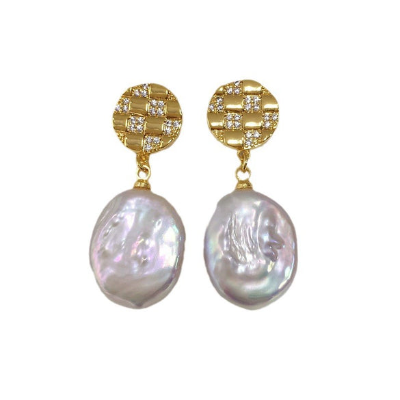 Women Fashion Ol Natural Freshwater Baroque Pearl Earrings With S925 Sterling Silver Needle And 18K Goldfilled And Alien Shape