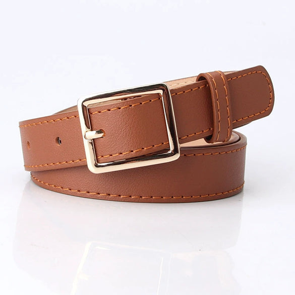 Women Fashion Pu Leather Decorative Belt Minimalist All Match Pin Buckle Belt For Coat Sweater Jeans And Trousers