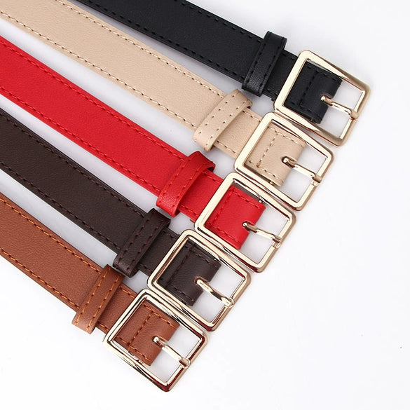 Women Fashion Pu Leather Decorative Belt Minimalist All Match Pin Buckle Belt For Coat Sweater Jeans And Trousers